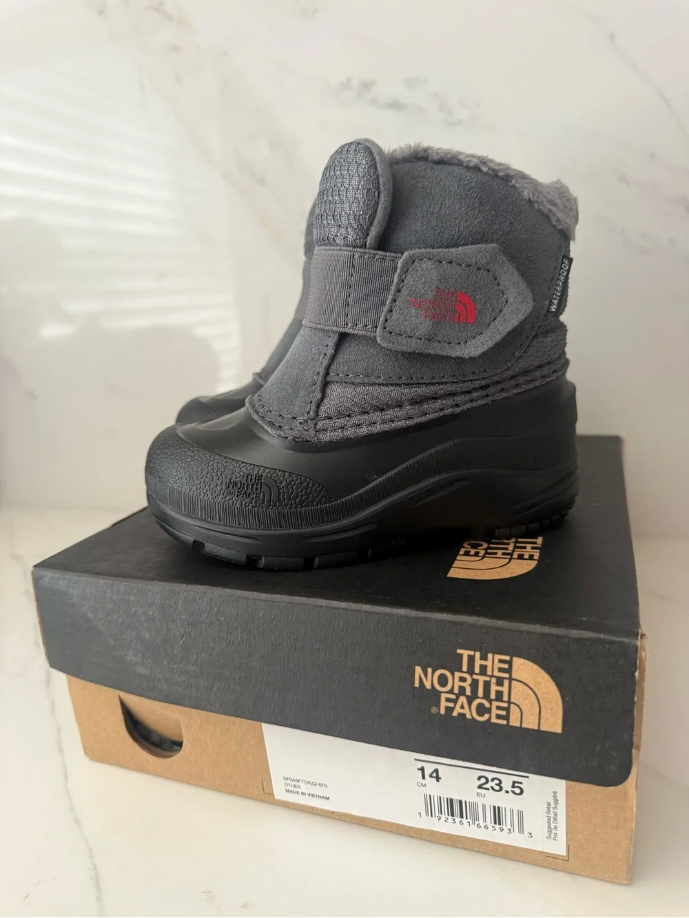 The North Face Kids' Gray Faux-Fur Snow Boots Waterproof